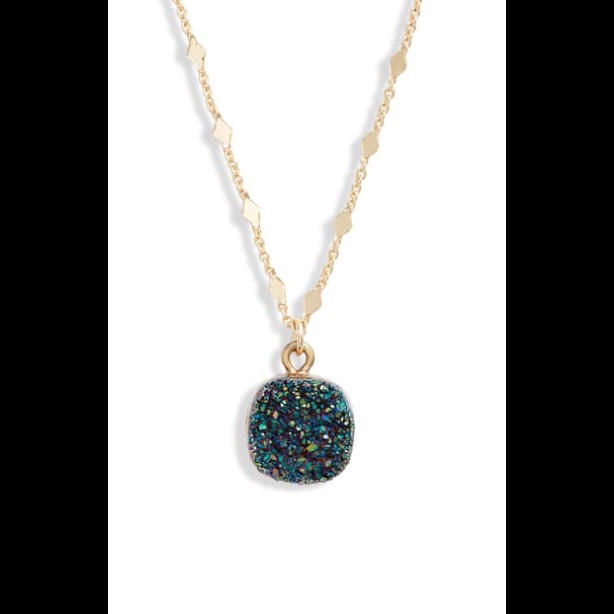Halogen Nwt Drusy Pendant Necklace In Green Rainbo